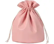 Lazy Drawstring Makeup Bag,Drawstring Waterproof Cosmetic Bucket Bag Multifunctional Toiletry-Pink