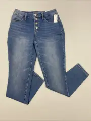 NWT MAURICES M REG JEANS HIGH-RISE BUTTON FLY DARK WASH DENIM JEANS 28x29 #J