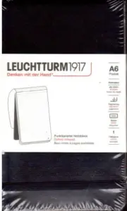 Leuchtturm1917 A6 size Pocket Dotted Notepad Black Hardcover 184 pages 80gsm