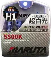 MARUTA Super White H1 12 V 55 W Halogen Lamp for Headlights, High Beam, 5500 K Xenon Effect, Durable Xenon Gas Bulb with High-Quality Quartz Glass and Road Legal (ECE Approval)