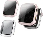 2 Pack Privacy Case for Apple Watch Screen Protector 45mm 40mm 44mm 41mm,Hard PC Case Tempered Glass Screen Protector Private for Apple Watch Cover Series 9 8 7 6 5 4 SE