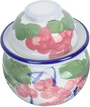 [PRETYZOOM] Ceramic Pickle Storage Jar with Double Lid Container for Homemade Salted Eggs and More for Beans Onions Cabbage and Beetroot