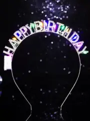 Light Up Happy Birthday Headband LED Rhinestone 1 Count (Pack of 1) Silver