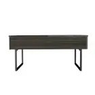 39 Espresso And Black Metal Lift Top Coffee Table With Drawer