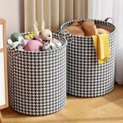Foldable Houndstooth Laundry Hamper with Handle, Modern Fabric Storage Basket