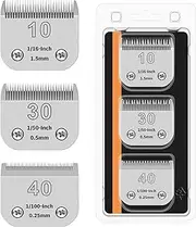 HONGNAL 3PACK Dog Grooming Clipper Replacement Blades Compatible with Andis Pet Clipper/Oster A5/Wahl KM Series Dog Clipper,Ceramic Blade & Stainless Steel Blade (10#+30#+40#)