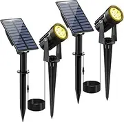 CREPOW Solar Spot Lights Outdoor, 2 Pack Solar Landscape Spotlights IP65 Waterproof 9.8ft Cable, Auto On/Off Outdoor Wall Lights for Garden Yard Driveway Porch Walkway Pool (3000K Warm White)