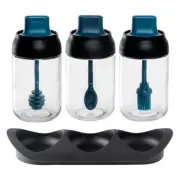 3 Pcs Glass Spice Jars Airtight Jar Condiment Jar, with Lid and Spoon,Oil6055