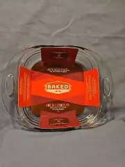 Vntg Inspired "BAKED" by Fire King 8 X 8 Baking Glass Dish Pan 10 Year Warranty
