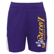 Outerstuff NBA Youth Boys Los Angeles Lakers Team Backboard Block Mesh Shorts