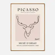 Galrie Elegant Minimalist Art Print of Picasso's Animal Drawings, Wood Frame, 50 x 70cm (20 x 28inch)
