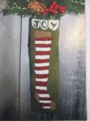 Prairie Moon Primitives OLD TIME JOY STOCKING POCKET Punchneedle embroid pattern