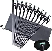 Yiliaw Tent Stakes, Heavy Duty Camping Stakes 12-Inch/8-Inch- Forged Steel Tent Pegs Camping Stakes for Rocky/Hard Places