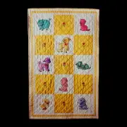 Cute Animals Applique Baby Quilt Pattern - 36x60 Checkered Dog Cat Lamb Pig Duck