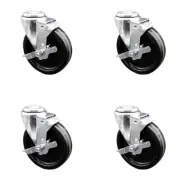 5 Inch SS Phenolic Wheel Swivel Bolt Hole Caster Set with Brake Service Caster