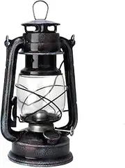 Hurricane Oil Lamp, 9.4in Indoor & Outdoor Hanging Kerosene Lantern with Large Capacity, Classic Vintage Oil Burning Lantern for Camping, Hiking, Backpacking, Emergency, Black