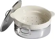 Bloomhouse - Oprah's Favorite Things - 6-QT Triply Stainless Steel Everyday Pan w/Non-Stick Non-Toxic Ceramic Interior and Ceramic Steamer Insert