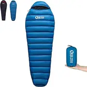 QEZER Ultralight Sleeping Bag, 660FP Down Sleeping Bag, Small Pack Size up to -3°C, Only 820 g, Trekking Sleeping Bag for Camping, Hiking and Backpacking Outdoor 3-4 Seasons