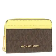 MICHAEL KORS 卡片零錢包 老花防刮PVC皮革 零錢包 信用卡夾 卡片包 M69217 黃色MK(現貨)