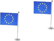 DIYEAH 2pcs Eu Classroom Flag Stand Mini Desk Base Flag for Office Room Decorations Festive Decor