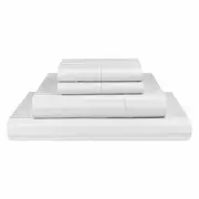 White 1000TC Microfiber Stripe Single KS Double Queen King Fitted Flat Sheet Set