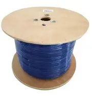 8Ware 350m CAT6 Cable Roll Blue Bare Solid Copper Twisted Core PVC Jacket >305m Cable Roll on Wooden Rell CAT6-EXT350BLU