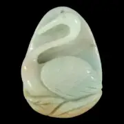 BI40602# Hand Carved Cameo Swan Amazonite Pendant Bead Gemstone
