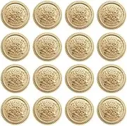 16pcs Metal Blazer Button Set Vintage Style Metal Buttons Jeans Buttons British Style Buttons for Coat Blazer Suits Uniform Jacket Sewing Crafts (Gold)