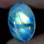 06.55cts FANTASTIC BLUE FIRE RAINBOW MOONSTONE OVAL CAB 11X16X05MM GEMSTONE AJ05