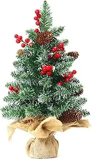 Labymos 24 Inches Mini Trees Artificial Tabletop Tree with Berries Pine Cone Ornaments for Dining Table Desk Home Holiday Decorations
