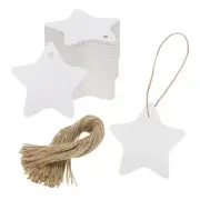 100Pcs Kraft Paper Gift Tags with String,2.4x2" Pentagram Paper Labels White