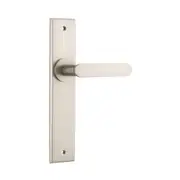 Iver Bronte Door Lever Handle on Chamfered Backplate Satin Nickel