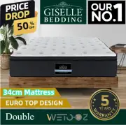34cm Bedding Mattress Breathable Euro Top Medium Firm 7 Zone Pocket Double 5Yrs