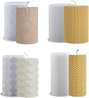 Homiliky 4 Pcs Pillar Candle Molds, Cylinder Silicone Candle Moulds, DIY Candle Making Moulds for Resin Casting Epoxy Mold, Silicone Resin Mould for Making Candles, Wax, Soap