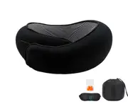 Travel Neck Pillow, Memory Foam Airplane U-Shaped Travel Pillow, 360 Degree Comfort and Breathability-Black