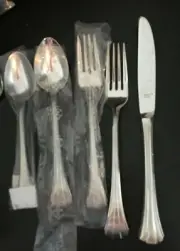 New Lenox KIRK STIEFF SATIN FLUTES 5 pc Place setting 18/8 Stainless