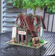 Unique Multicolor Eucalyptus Wood Cottage Winery Hanging Birdhouse Outdoor Decor