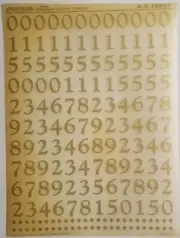 Chartpak Velvet Touch Lettering Large Numbers H.R. 26044 Gold Rub On Letters