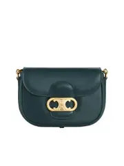 Celine Small Triomphe Maillon Bag In Dark Green