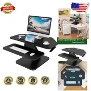 32-Inch Height Adjustable Corner Standing Desk Converter with Keyboard Tray