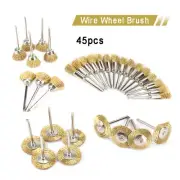 45pcs Brass Wire Wheel Polishing Brush Set for Dremel Rotary Tools 1/8'' Shank