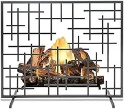 Fireplace Screen Guard, Spark Protection Fire Spark Guard Screen European-Style Single Panel Mesh Fireplace Screen, Heavy Duty Wrought Iron Fire Spark Guard with Distressed Antique Copper Fi