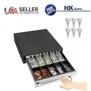16" Heavy Duty Black Manual Push Open Cash Drawer with 5B/5C Stainless Steel