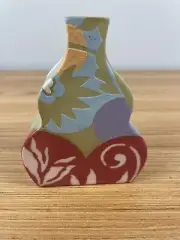 Colleen Williams Clay Colorful Red & Green Art Pottery Studio Vase Tennessee
