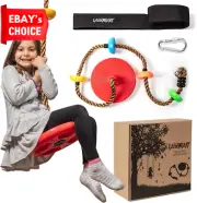 Climbing Rope Tree Swing with Platforms Disc Seat Kids Outdoor Play Set Bonus Ca