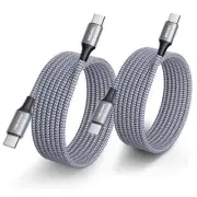 Pack Long USB C to USB C Cable Fast Charging 60W, PD Type C Charger 8ft 2 Grey