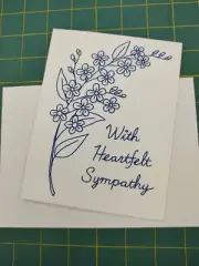 With Heartfelt Sympathy, Handcrafted, Machine Embroidered Card