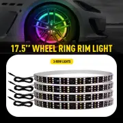 17.5" RGB & Chasing Flow 3 Row LED Wheel Ring Rim Lights For Truck Car set Strip