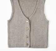 A&F Mara button-up sweater vest NWT sz S taupe beige khaki brown camel 90s retro