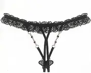 [CXJGCRDM] Belly Chain Sexy Lingerie Women Rhinestone Thongs with Butterfly Pattern Crotch Opening Transparent Lace Panties Underwear for Women